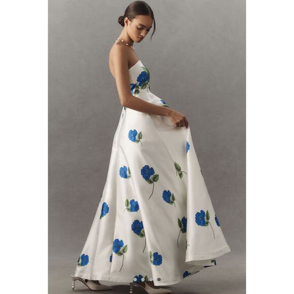 NEW  Aston Studio Audrey Strapless Floral Taffeta Maxi Dress Size S - Picture 3 of 11